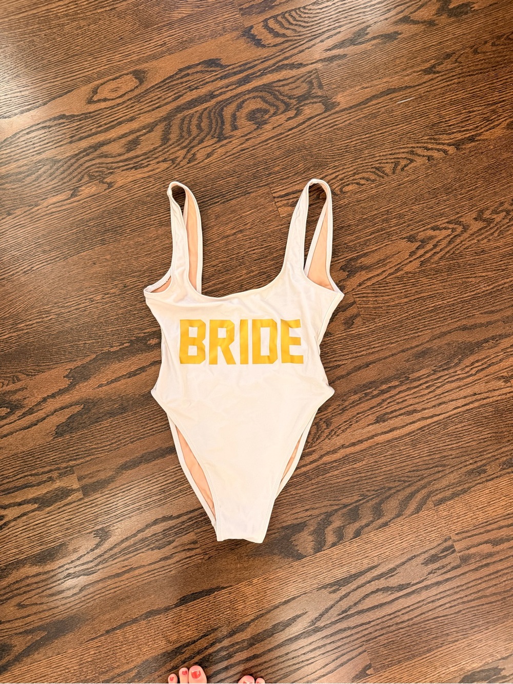 Bride One-Piece Swimsuit in Cream with Gold Lettering